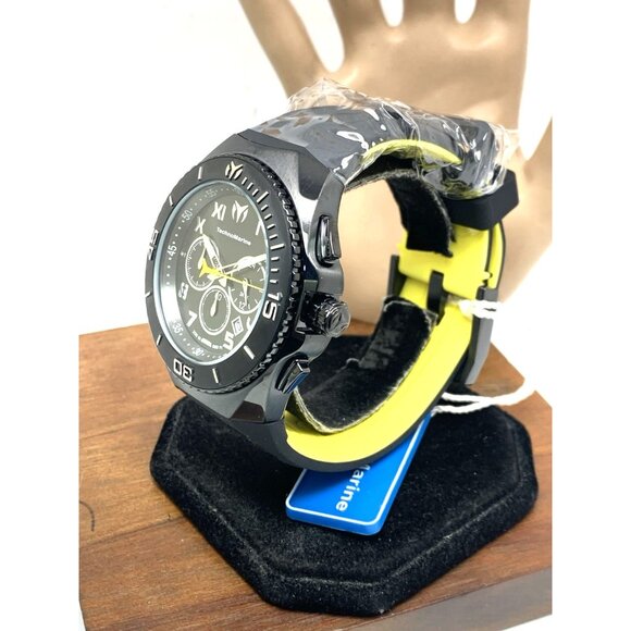 Technomarine Men's Watch TM-215069 Manta Chronograph Quartz Black Yellow Rubber - Picture 2 of 15